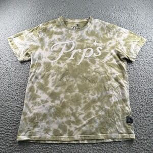 PRPS Shirt Mens L Green White Tie Dye Graphic Logo Cotton Streetwear